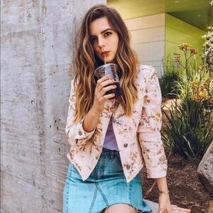 La Vie Rebecca Taylor Belle Bouquet Denim Jacket Size Small‎